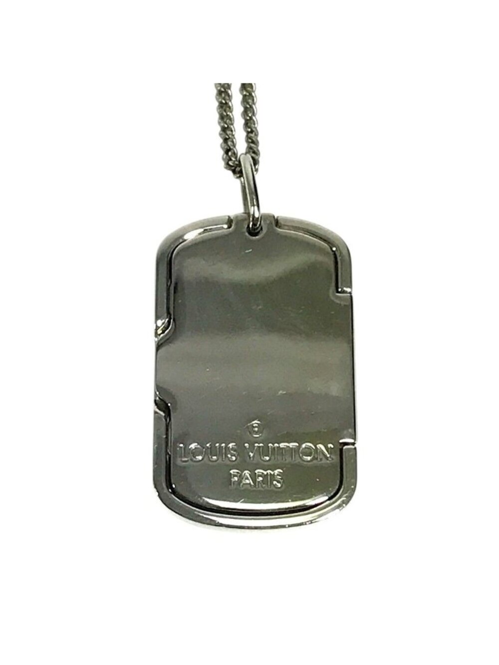 Louis Vuitton Necklace Locket Monogram Pendant Metal Silver